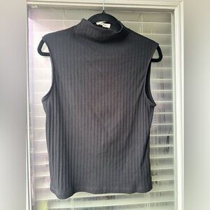 🔥Madewell Ribbed Black Mock Neck Sleeveless Top